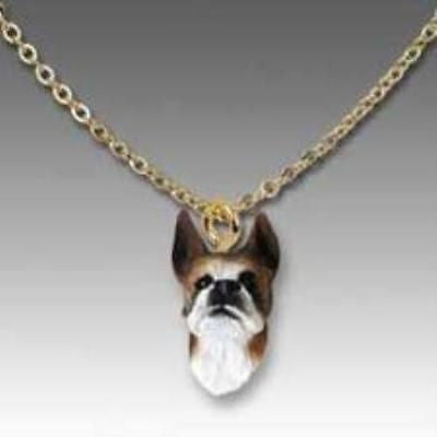 Dog on Chain BOXER BRINDLE Resin Dog Head Necklace Pendant