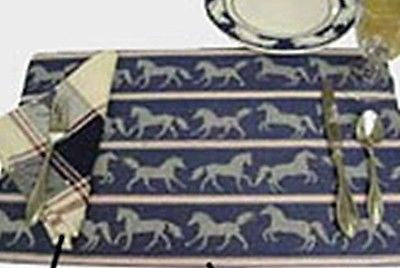 Horsey Kitchen HORSE Design Blue Reversable Placemat set of 4 CLEARANCE SALE