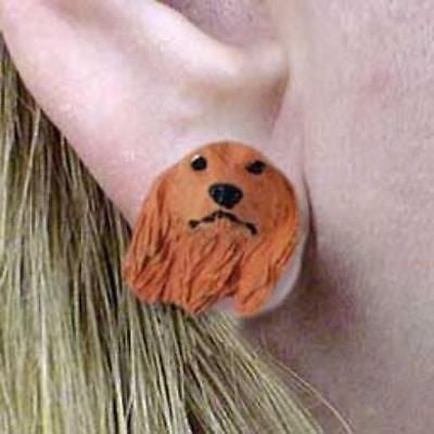 Post Style DACHSHUND LONGHAIR RED Resin Dog Head Post Earrings