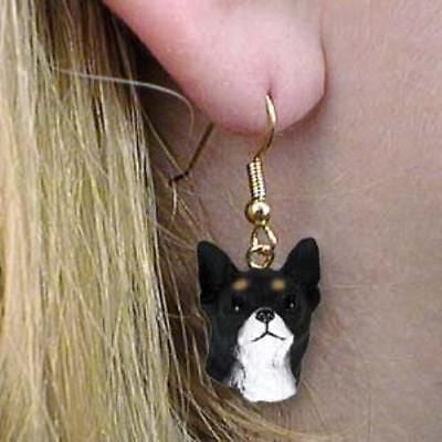 Dangle Style CHIHUAHUA BLACK Dog Head Resin Earrings Jewelry