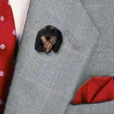 Resin Pin DACHSHUND LONGHAIR BLACK Dog Head Resin Hat Pin Tietac Pin Jewelry