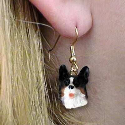 Dangle Style WELSH CORGI TRI Dog Head Resin Earrings Jewelry