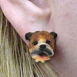 Post Style BULLDOG BROWN Resin Dog Post Earrings Jewelry...Clearance Priced