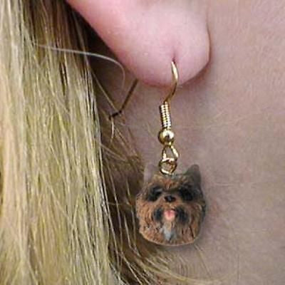 Dangle Style CAIRN TERRIER BRINDLE Dog Head Resin Earrings Jewelry