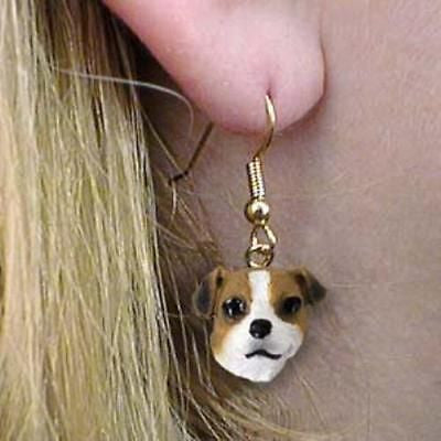 Dangle Style JACK RUSSELL BROWN Dog Head Resin Earrings Jewelry
