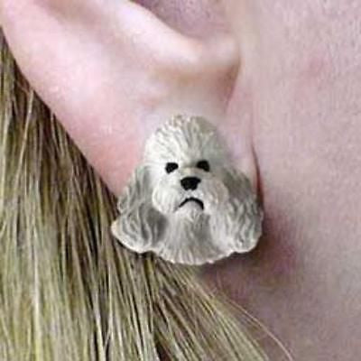 Post Style POODLE MINIATURE GRAY Resin Dog Head Post Earrings