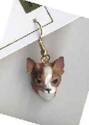 Dangle Style CHIHUAHUA BRINDLE II Dog Head Resin Earrings Jewelry