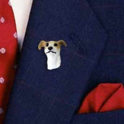 Resin Pin GREYHOUND TAN/WHITE Dog Head Resin Hat Pin Tietac Pin Jewelry