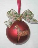 Artist Painted SADDLEBRED CHESTNUT Horse Red 3" Ball Christmas Ornament NICE!