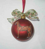 Artist Painted SADDLEBRED CHESTNUT Horse Red 3" Ball Christmas Ornament NICE!