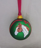 Artist Painted HORSE HEAD PAINT HORSE Green Small Ball Ornament NICE!