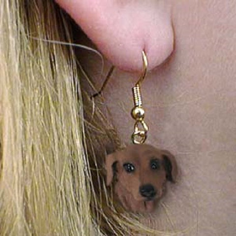 Dangle Style DACHSHUND RED Dog Head Resin Earrings Jewelry