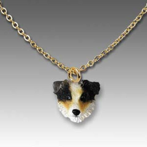 Dog on Chain AUSTRALIAN SHEPHERD Dog Head Resin Necklace Pendant