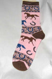 Horse Adult Socks HORSE PINK HORSESHOES size Medium Made in USA