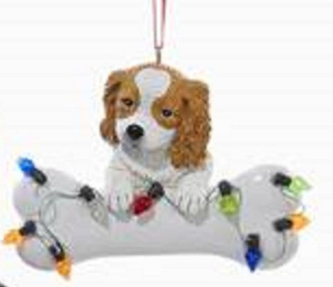 DogBone CAVALIER KING CHARLES RED w/Bone Xmas Ornament RETIRED