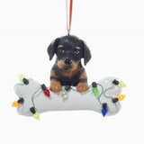 DogBone DOBERMAN w/Dog Bone Resin Christmas Ornament