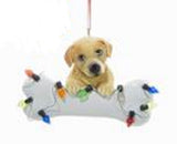 DogBone LAB RETRIEVER YELLOW w/Dog Bone Resin Christmas Ornament