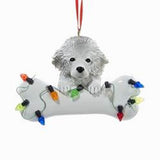 DogBone POODLE w/Dog Bone Resin Christmas Ornament