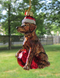 Glass Ornament LAB RETRIEVER CHOCOLATE w/Holiday Bulb Xmas Retired