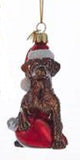 Glass Ornament LAB RETRIEVER CHOCOLATE w/Holiday Bulb Xmas Retired