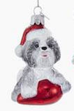 Glass Ornament SHIH TZU GRAY w/Holiday Bulb Dog Christmas Ornament Retired