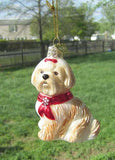 Quality Glass SHIH TZU Brown/White III Blown Glass Dog Christmas Ornament
