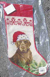 Xmas Stocking CHOCOLATE LAB Needlepoint Christmas Stocking NIP