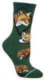 Wildlife RED FOX Adult Size Medium Socks/Green USA made...Price Lowered
