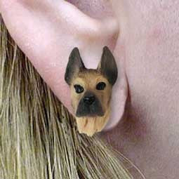 Post Style GREAT DANE FAWN Resin Dog Head Post Earrings