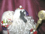 Horse Holiday Santa BLACK HORSE Purple Suit Christmas Treetopper Santa 10"