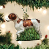 Old World Christmas BRITTANY Blown Glass Dog Xmas Ornament