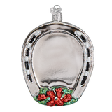 Old World Christmas WHITE HORSE in HORSESHOE Blown Glass Ornament Retired 2019