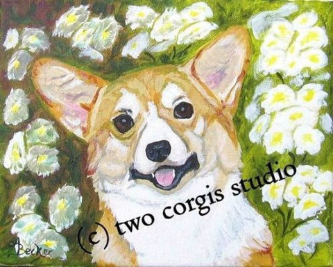 Artwork Corgi Matted Print 8 x 10 from the Painting FRITZ CORGI