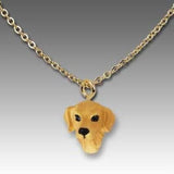 Dog on Chain GOLDEN RETRIEVER Resin Dog Head Necklace Pendant
