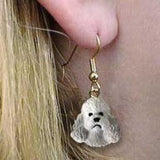Dangle Style POODLE MINI GRAY Dog Head Resin Earrings Jewelry
