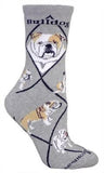 Adult Socks ENGLISH BULLDOG Dog Breed Gray size Medium Made in USA