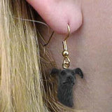 Dangle Style GREYHOUND BRINDLE Dog Head Resin Earrings Jewelry