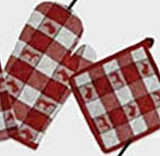 Horsey Kitchen HORSE Design Red Check Oven Mitt ONLY CLEARANCE SALE