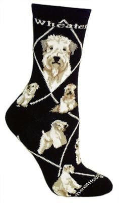 Adult Socks SOFT-COATED WHEATEN Dog Breed Black size Medium Made in USA