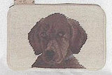 Needlepoint LABRADOR CHOCOLATE Dog Cosmetic Bag Zippered...Clearance Priced