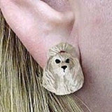 Post Style POODLE GRAY Resin Dog Head Post Earrings