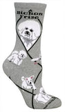 Adult Socks BICHON FRISE Dog Breed Gray size Medium Made in USA