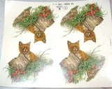 Ceramic Decal RED FOX Baby with Stump 4" Decal 5 pieces