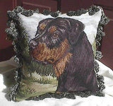 NP pillow ROTTWEILER Dog Breed Needlepoint Fringed Pillow...Clearance Priced