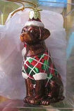 Delicate LAB RETRIEVER CHOCO II Glass Dog Xmas Ornament RETIRED