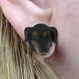 Post Style DACHSHUND BLACK Resin Dog Head Post Earrings