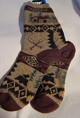 Great Outdoors LOG CABIN BLANKET Adult Cushioned Socks size Medium 6-11