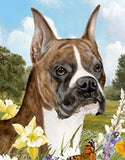 Outdoor Small Flag Boxer Brindle Dog Summer Flowers Garden Flag