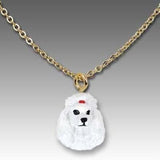 Dog on Chain POODLE WHITE Resin Dog Head Necklace Pendant
