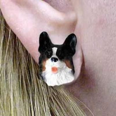 Post Style WELSH CORGI TRI Resin Dog Head Post Earrings
